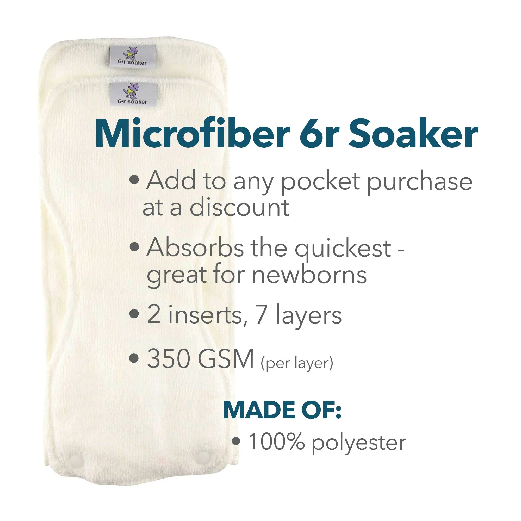 8 pack - Microfiber 6r Soaker Sets (16 Cloth Diaper Inserts) - Image 4