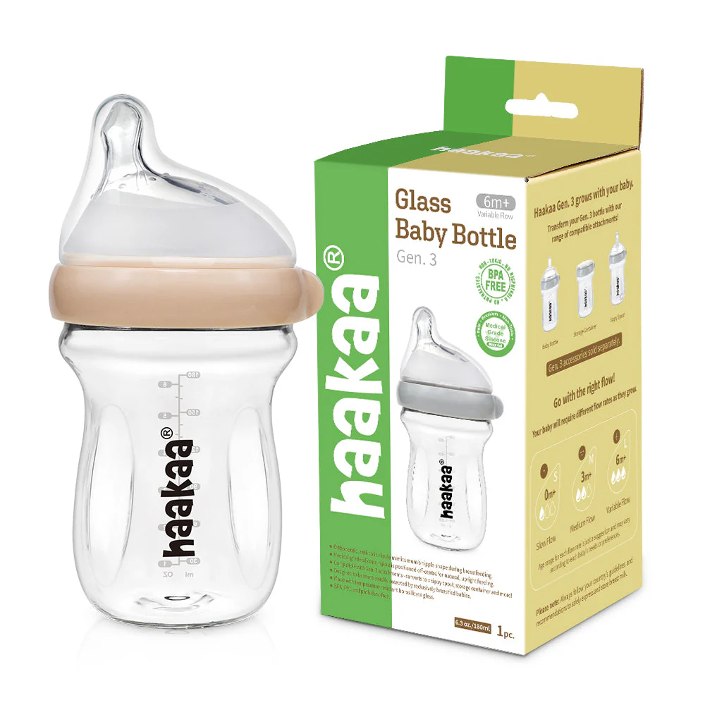 Haakaa Generation 3 Glass Baby Bottle 6 oz/160 ml, 1 PK - Image 5