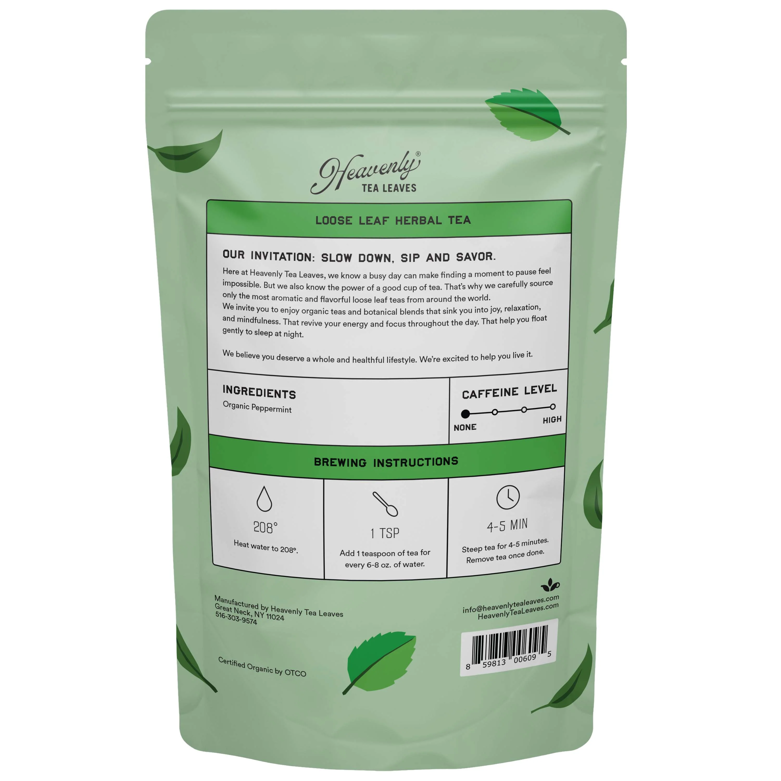 Organic Peppermint, Bulk Loose Leaf Herbal Tisane, 16 Oz. - Image 3