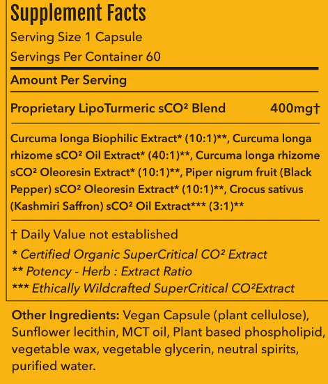 Sacred Haridra™ | Supercritical Extract of Turmeric, Kashmiri Saffron and Black Pepper in Liposomal Form (60 vegan capsules) - Image 5